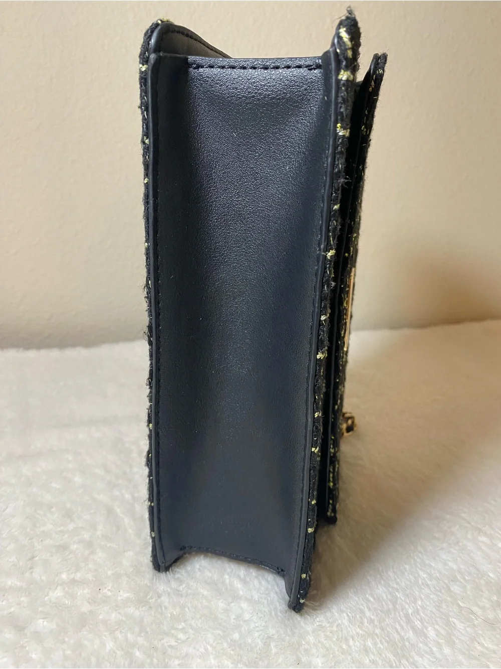 Badgley Mischka Black and Gold Tara Tweed Chain Crossbody and Wallet Set NWT